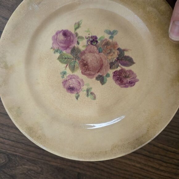 Vintage Lusterware Thompson Aladdin Saucer Plate Pink Rose Pattern Farmhouse 7" - Picture 4 of 10